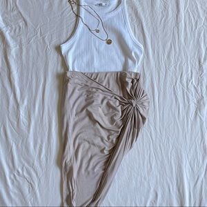 Charlotte Russe-Asymmetrical Beige Skirt